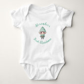 Eerste Kerstmis Baby Boy Elf gepersonaliseerd Romper (Voorkant)