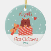 Eerste Kerstmis baby - Cute Baby Cat Keramisch Ornament (Voorkant)