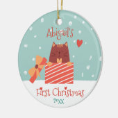 Eerste Kerstmis baby - Cute Baby Cat Keramisch Ornament (Links)