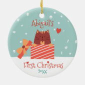 Eerste Kerstmis baby - Cute Baby Cat Keramisch Ornament (Achterkant)