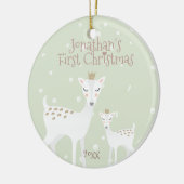 Eerste Kerstmis baby - Cute Deer - Green Keramisch Ornament (Links)