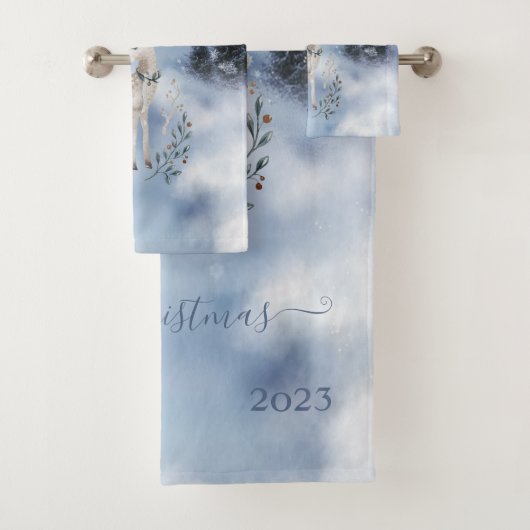 Eerste Kerstmis, Baby Deer, Winterlandschap Bad Handdoek (Insitu)