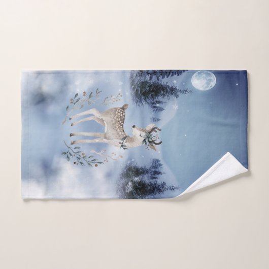 Eerste Kerstmis, Baby Deer, Winterlandschap Bad Handdoek (Handdoek)