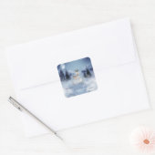 Eerste Kerstmis, Baby Deer, Winterlandschap Vierkante Sticker (Envelop)