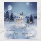 Eerste Kerstmis, Baby Deer, Winterlandschap Wijn Etiket (Enkel label)