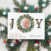 Eerste Kerstmis Baby Elegant & Botaniek Feestdagenkaart