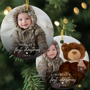 Eerste Kerstmis Baby Foto Eenvoudig Keramisch Ornament