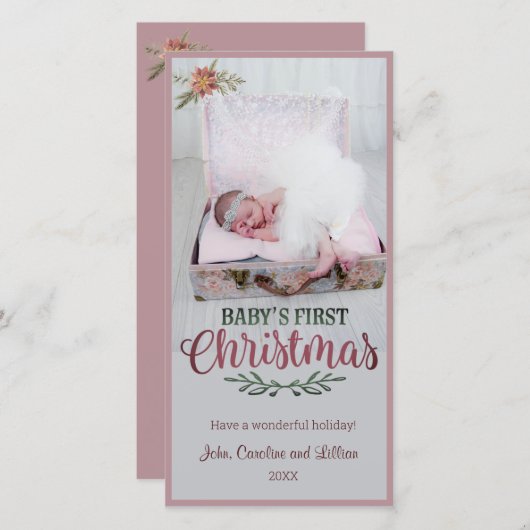 Eerste Kerstmis baby - Foto Feestdagenkaart (Voorkant / Achterkant)