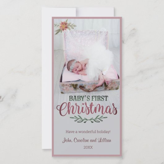 Eerste Kerstmis baby - Foto Feestdagenkaart (Voorkant)