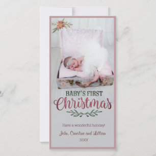 Eerste Kerstmis baby - Foto Feestdagenkaart