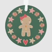Eerste Kerstmis Baby Foto Gingerbread Meisje Groen Ornament (achterkant)