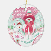 Eerste Kerstmis, Baby Girl, Cute Snowbie Keramisch Ornament (Links)