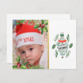 Eerste Kerstmis baby, Holly Berries,Ornament Feestdagenkaart (Voorkant / Achterkant)