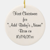 Eerste Kerstmis baby Keramisch Ornament (Achterkant)