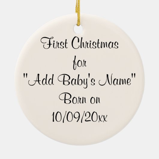 Eerste Kerstmis baby Keramisch Ornament (Achterkant)