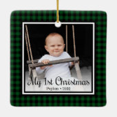 Eerste Kerstmis baby Keramisch Ornament (Achterkant)