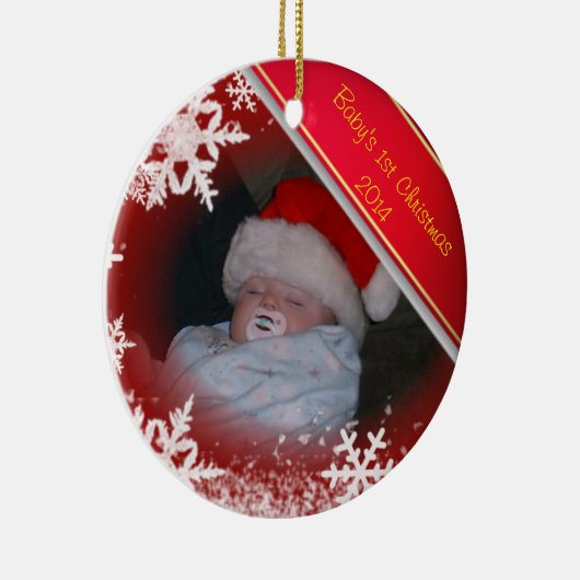 Eerste Kerstmis baby Keramisch Ornament (Rechts)
