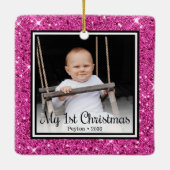 Eerste Kerstmis baby Keramisch Ornament (Achterkant)