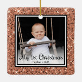 Eerste Kerstmis baby Keramisch Ornament (Achterkant)