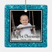 Eerste Kerstmis baby Keramisch Ornament (Achterkant)