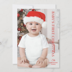 Eerste Kerstmis Baby Klassieke Foto Feestdagenkaart