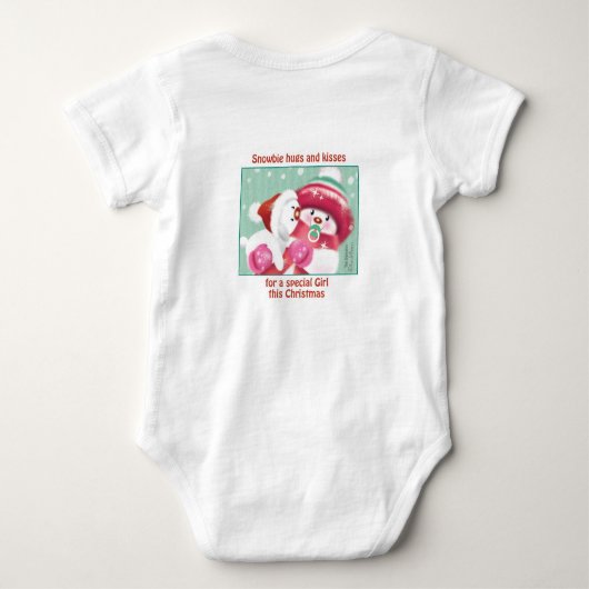 Eerste Kerstmis, Baby kleindochter. Cute Snowbie Romper (Achterkant)
