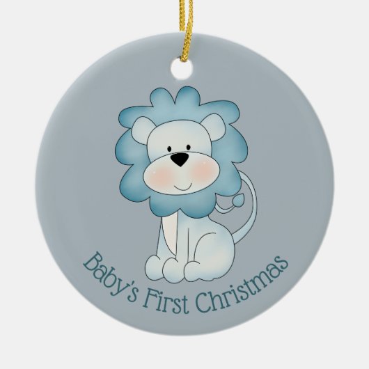 Eerste Kerstmis baby - Leeuw (baby boy) Keramisch Ornament (Voorkant)