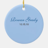 Eerste Kerstmis baby - Lint (blauw) Keramisch Ornament (Achterkant)