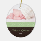 Eerste Kerstmis baby - Lint (bruin) Keramisch Ornament (Links)