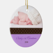 Eerste Kerstmis baby - Lint (lavender) Keramisch Ornament (Rechts)