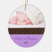 Eerste Kerstmis baby - Lint (lavender) Keramisch Ornament (Links)