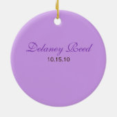 Eerste Kerstmis baby - Lint (lavender) Keramisch Ornament (Achterkant)