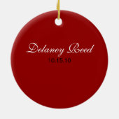 Eerste Kerstmis baby - Lint (rood) Keramisch Ornament (Achterkant)