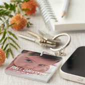 Eerste Kerstmis Baby Meisje Pasgeboren Foto Sleutelhanger (Voorkant Rechts)