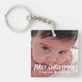 Eerste Kerstmis Baby Meisje Pasgeboren Foto Sleutelhanger (voorkant)