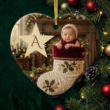 Eerste kerstmis baby met monogram - Whimsical foto