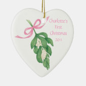 Eerste Kerstmis baby~Mistletoe Ornament (Meisje) (Rechts)