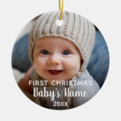 Eerste Kerstmis baby - Moderne kalligrafie Keramisch Ornament (Voorkant)