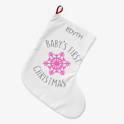 Eerste Kerstmis baby - Persoonlijke naam Grote Kerstsok (Voorkant (Hangend))
