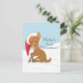 Eerste Kerstmis baby (rendier) Feestdagenkaart (Staand voorkant)