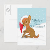 Eerste Kerstmis baby (rendier) Feestdagenkaart (Voorkant / Achterkant)