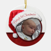 Eerste Kerstmis baby - Santa Hat Foto Ornament (Voorkant)