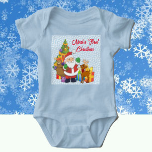 Eerste Kerstmis Baby's aangepaste naam Kerstman Romper