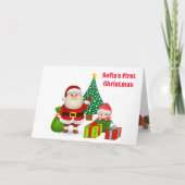 Eerste Kerstmis Baby's Gepersonaliseerde Naam Sant Feestdagen Kaart (Voorkant)