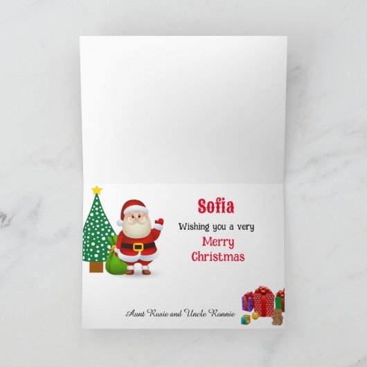 Eerste Kerstmis Baby's Gepersonaliseerde Naam Sant Feestdagen Kaart (Binnen)