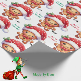 Eerste kerstmis baby's peperkoekkoekje naam toevoe cadeaupapier