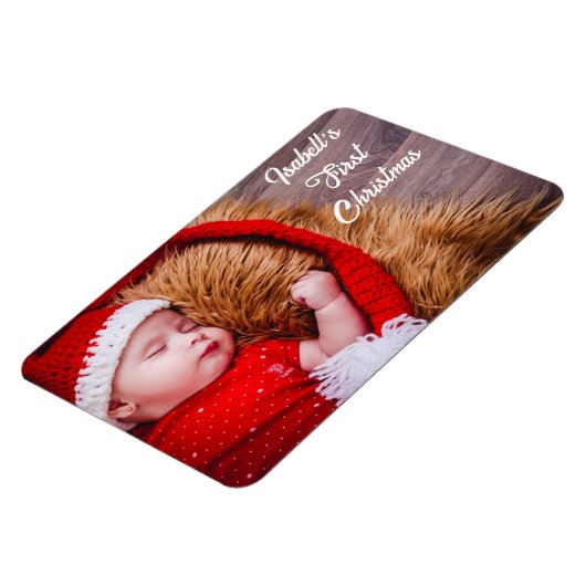 Eerste Kerstmis Baby's Personaliseer Fotocadeau 4x Magneet (Linkerzijde)