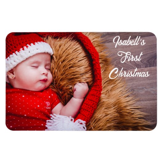 Eerste Kerstmis Baby's Personaliseer Fotocadeau 4x Magneet (Horizontaal)