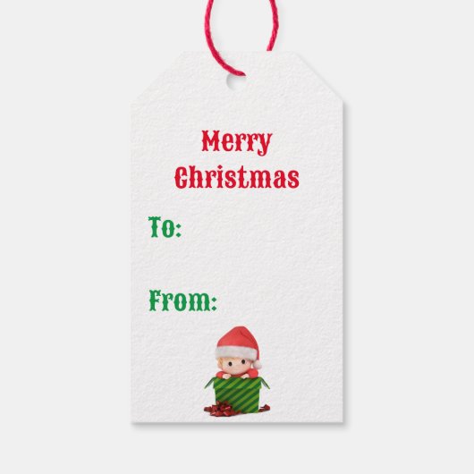 Eerste Kerstmis Baby's persoonlijke naam Elf Cadeaulabel (Achterkant)