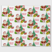 Eerste Kerstmis Baby's persoonlijke naam Elf Cadeaupapier (Vlak)